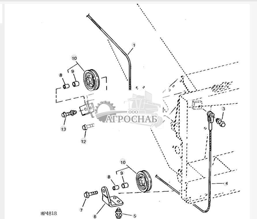 Leveling Cables, Sheaves And Brackets (Lower Front) (Sidehill) (Lower Front) 